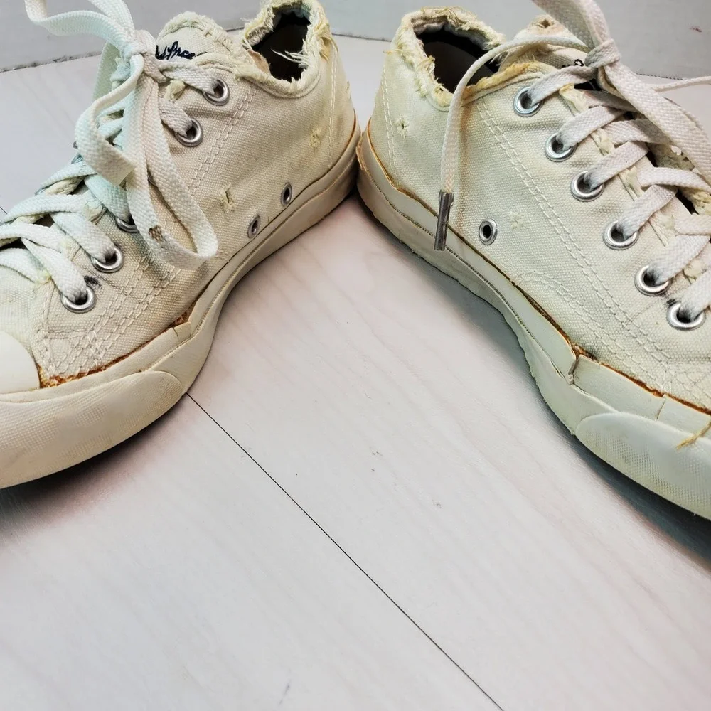 Converse‎ Jack Purcell Low Top Canvas Sneakers Cream White Men's Size 7 US 6 UK - Picture 12 of 16